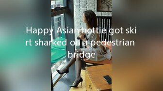 Happy Asian hottie got skirt sharked on a pedestrian bridge